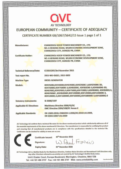 European Community-Certificate of Adequacy